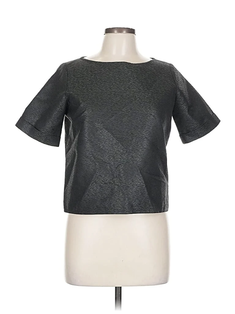 Negarin Short Sleeve Top Gray Metallic Boatneck Tops - Used - Size 10