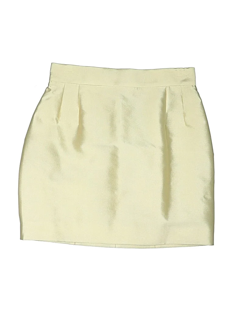 Dolce & Gabbana Silk Skirt: Ivory Solid Pattern Bottoms - Size 34