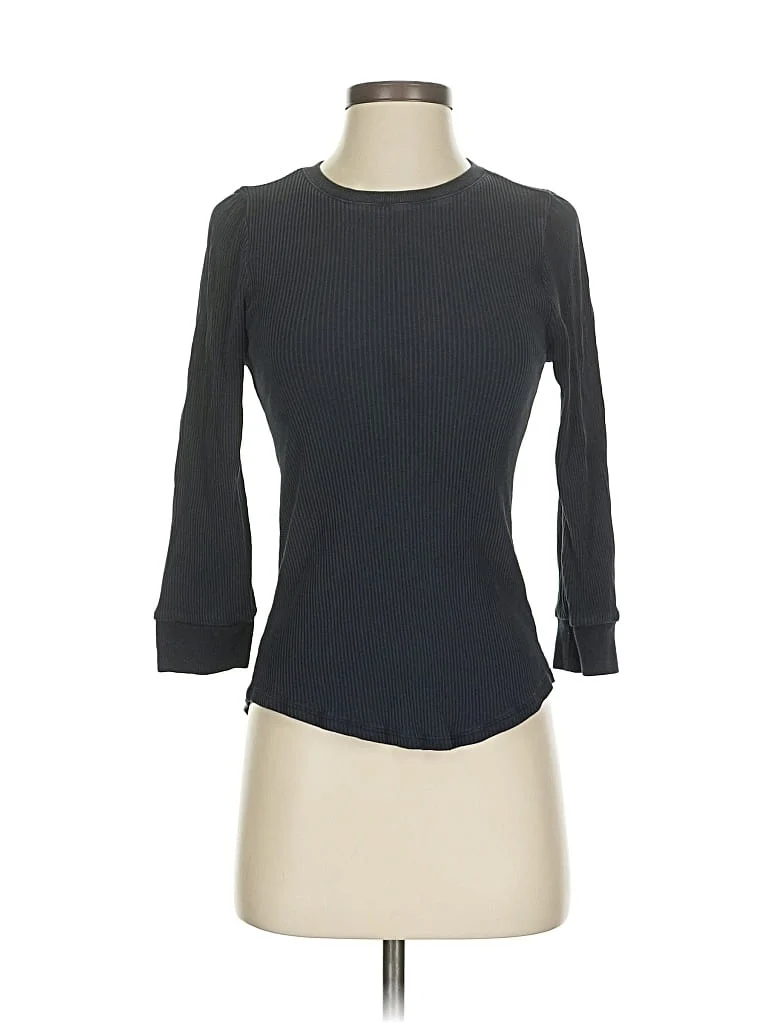 KINLY 3/4 Sleeve T-Shirt: Gray Tops - Size Small