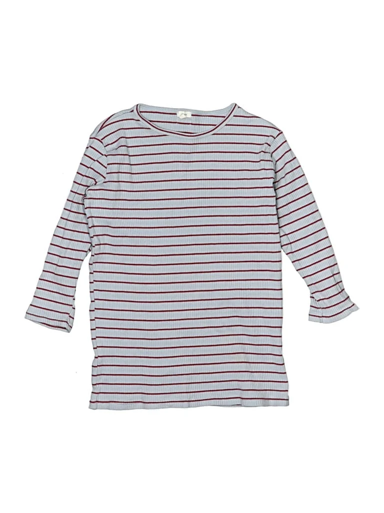 lil legs 3/4 Sleeve Top Gray Stripes Pattern Crew Neck Tops - Used - Size 14