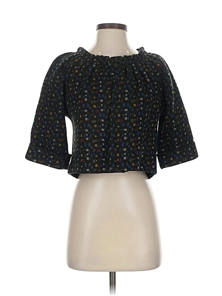 Madchen 3/4 Sleeve Blouse: Black Tops - Size X-Small