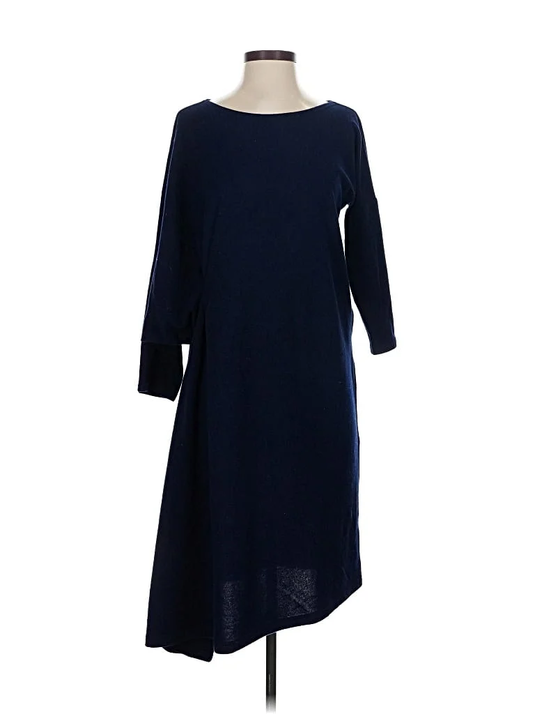 Meg Shop Casual Dress - Sweater Dress: Blue Solid Pattern Dresses - Used - Size Small
