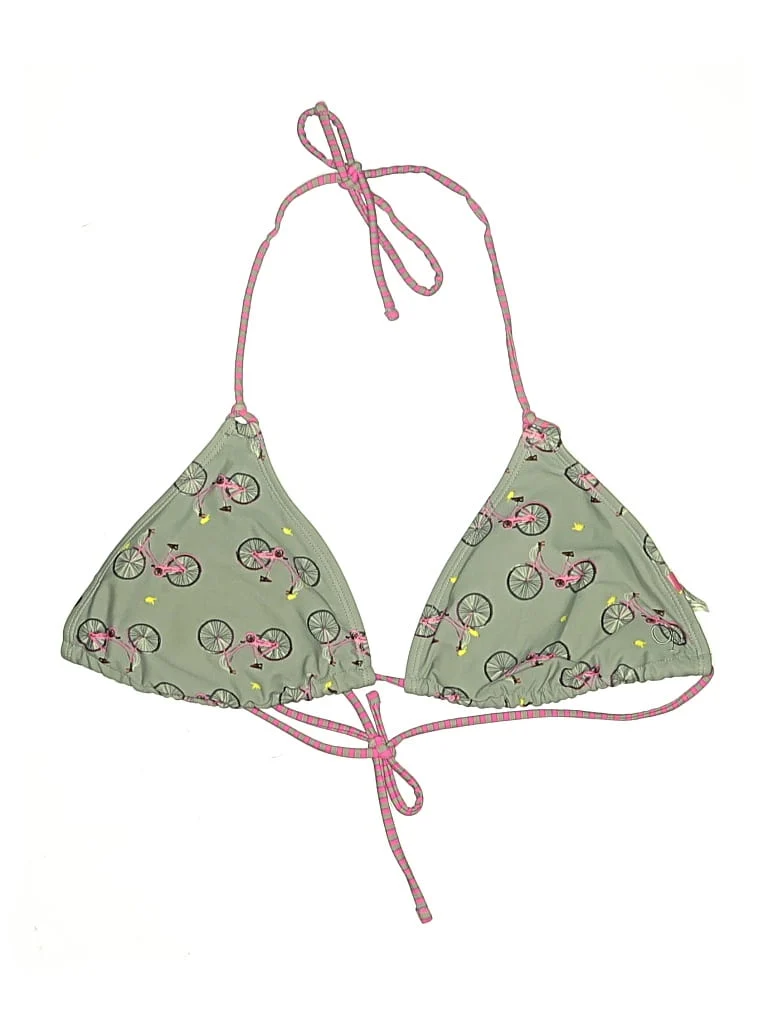 Op Swimsuit Top Green Paisley Pattern Swimwear - Used - Size X-Large