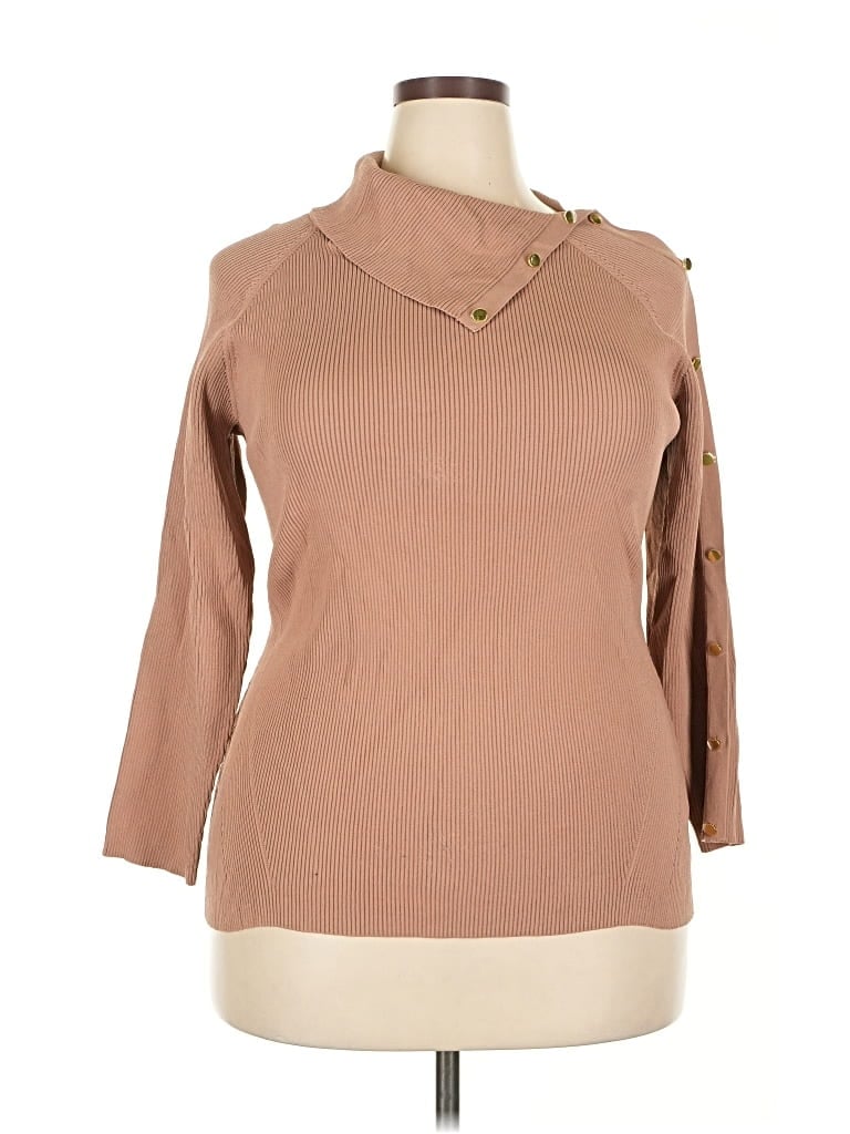 Karen Millen Pullover Sweater: Tan Tops - Size 2X-Large