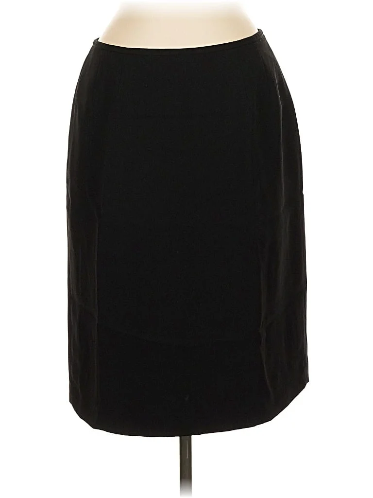 Suit Studio Formal Skirt: Black Solid Pattern Bottoms - Size 8 Petite