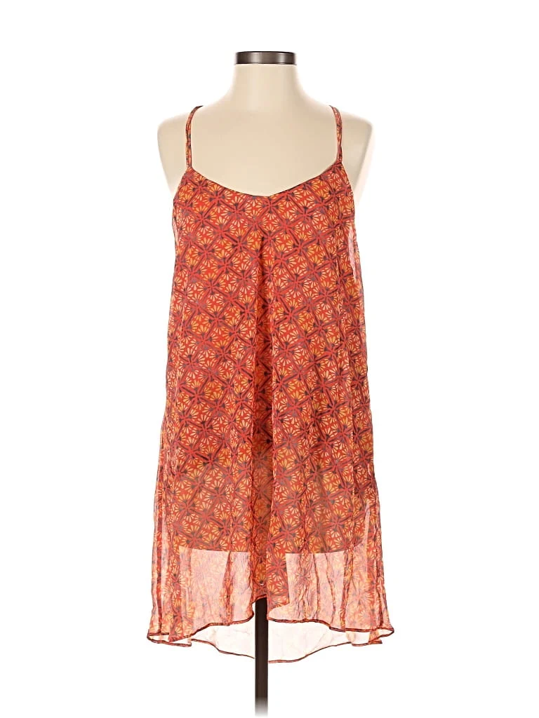 Mia Marcelle Casual Dress: Orange Paisley Pattern Dresses - Size Small