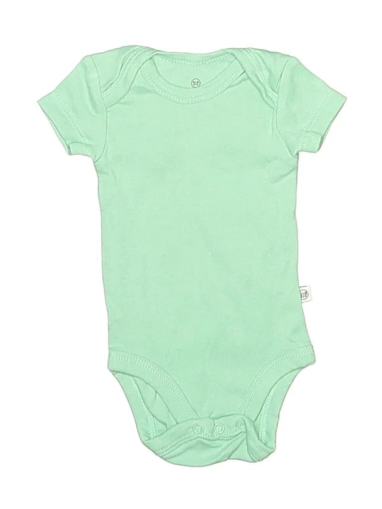 Honest Baby Clothing Short Sleeve Onesie: Green Solid Pattern Bottoms - Size Newborn
