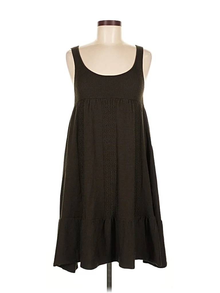 YaYa Aflalo Casual Dress - DropWaist: Brown Solid Pattern Dresses - Used - Size Medium