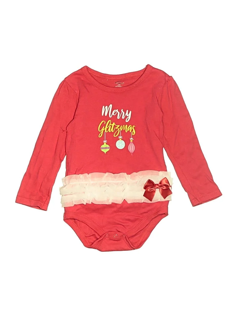 Little Treasure Long Sleeve Onesie: Red Bottoms - Size 24 Month