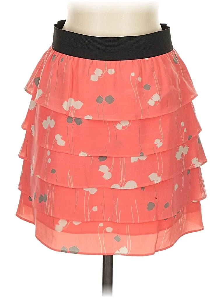 Gemma Casual Skirt: Orange Hearts Pattern Bottoms - Size X-Small