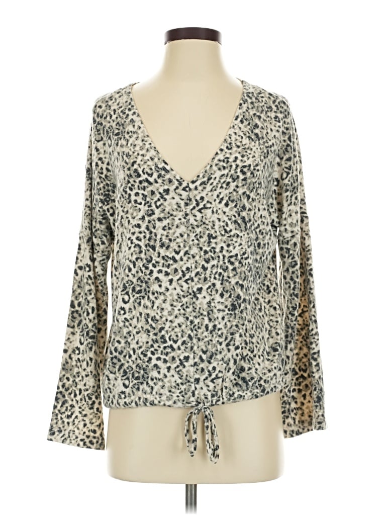 Off Duty Long Sleeve Blouse: Gray Tops - Size X-Small