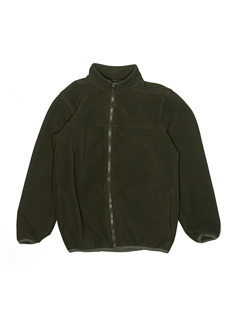 Spring & GeGe Track Jacket: Green Solid Pattern Jackets & Outerwear - Size X-Large