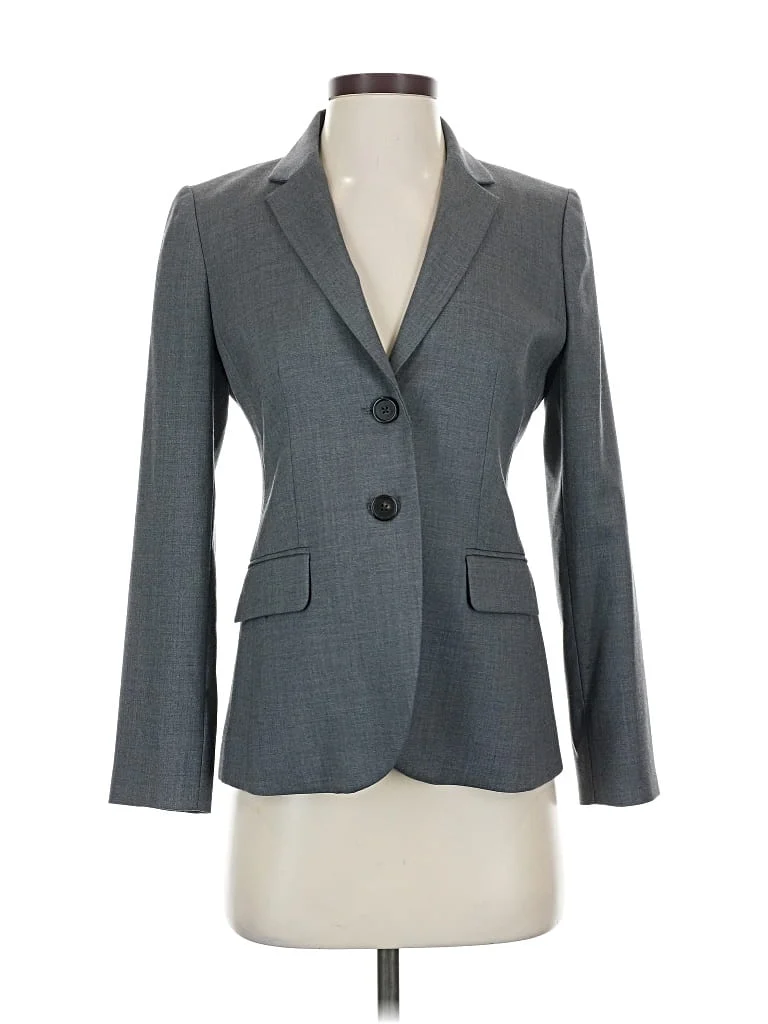J.Crew Wool Blazer Jacket: Gray Jackets & Outerwear - Size 2 Petite