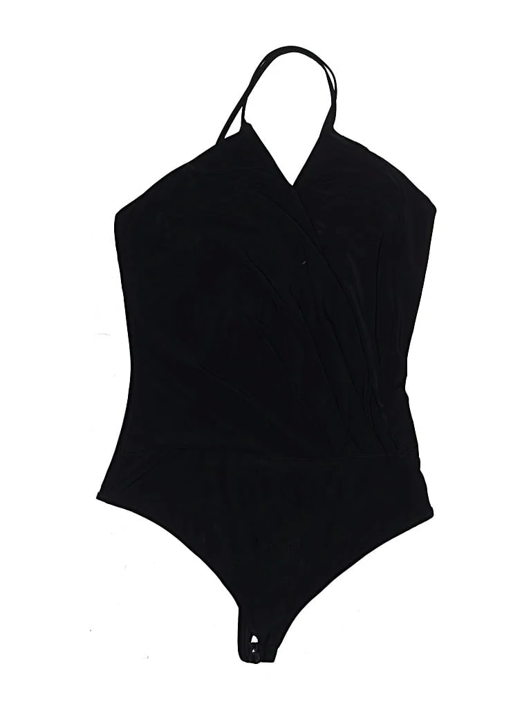 Olive Tree Bodysuit: Black Tops - Size Large