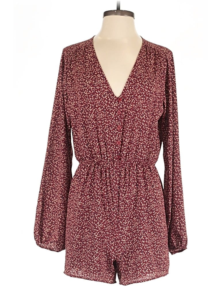 Rokoko Romper: Burgundy Hearts Pattern Rompers - Size Medium