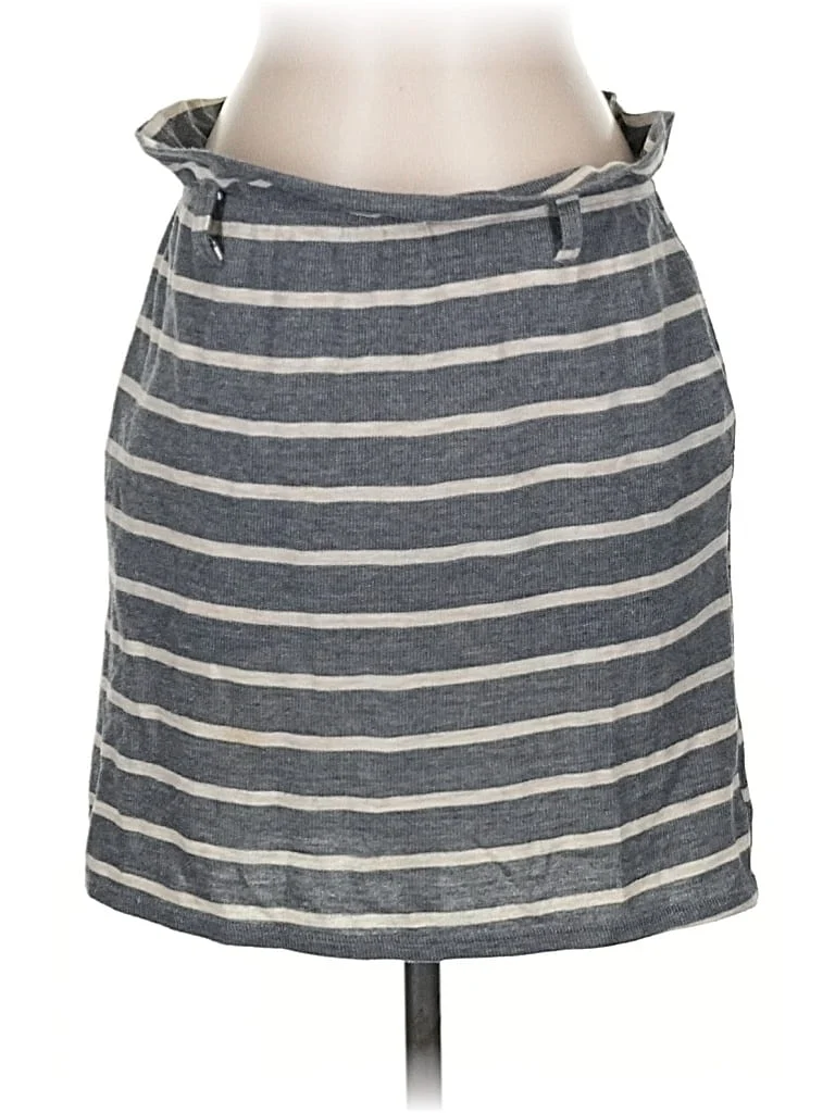 Lark & Wolff Casual Skirt: Gray Stripes Pattern Bottoms - Size Small