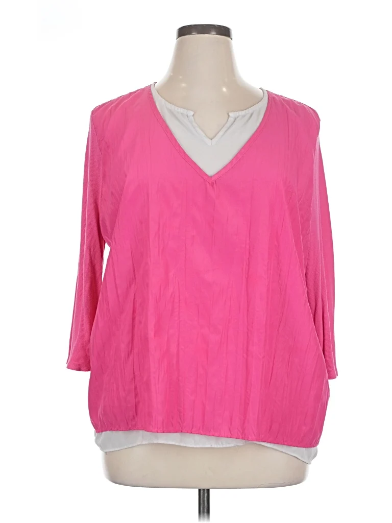 Sojo 3/4 Sleeve Blouse: Pink Tops - Size X-Large