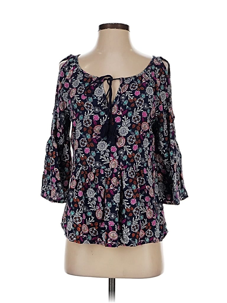 WallpapHER 3/4 Sleeve T-Shirt: Blue Tops - Size Small
