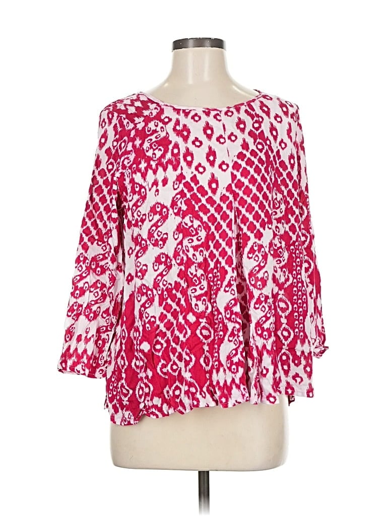 Fig 3/4 Sleeve Blouse: Pink Tops - Size Medium