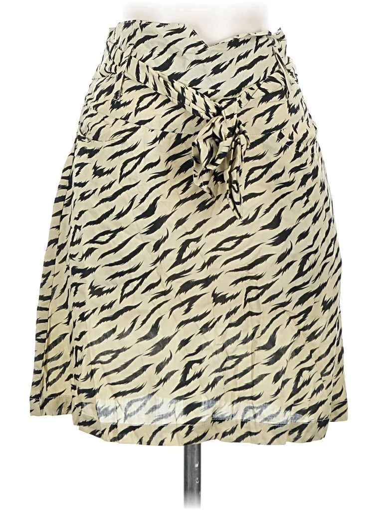 Khush Casual Skirt: Ivory Animal Print Pattern Bottoms - Size Small