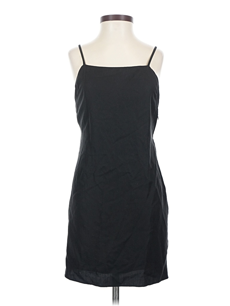 womn. Casual Dress - Slip dress: Black Solid Pattern Dresses - Used - Size X-Small