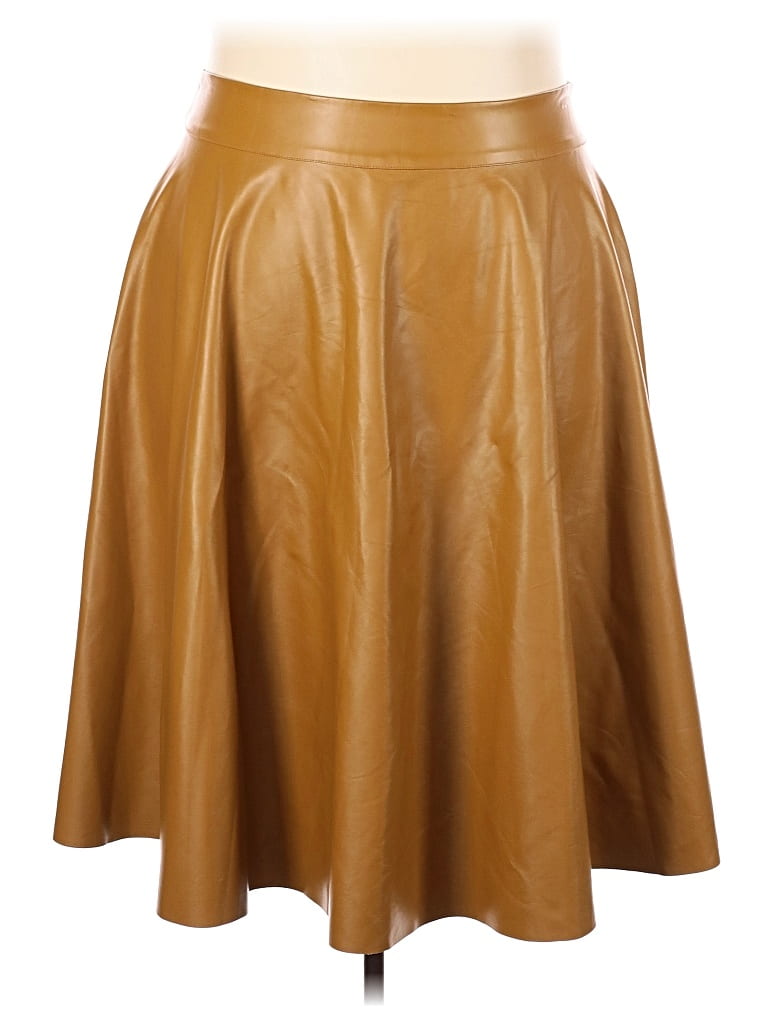 Sante Grace Faux Leather Skirt: Brown Bottoms - Size 1