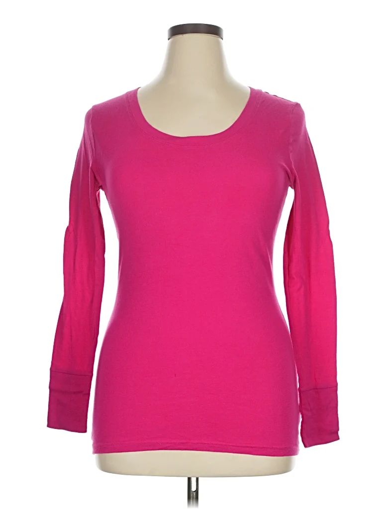 Op 3/4 Sleeve T-Shirt: Pink Tops - Size X-Large