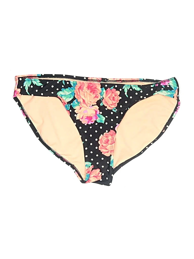 Op Swimsuit Bottoms: Black Floral Pattern Swimwear - Size 11
