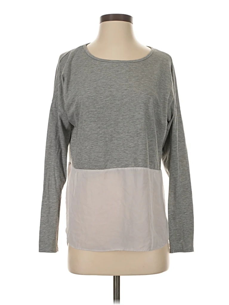 Kaiyu Fashion Long Sleeve Top Gray Boatneck Tops - Used - Size Small