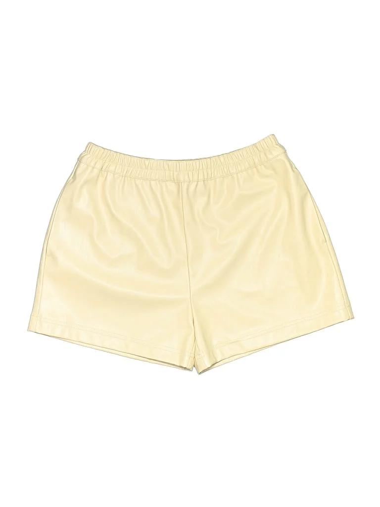 Naadam Athletic Shorts: Yellow Solid Pattern Activewear - Size Small