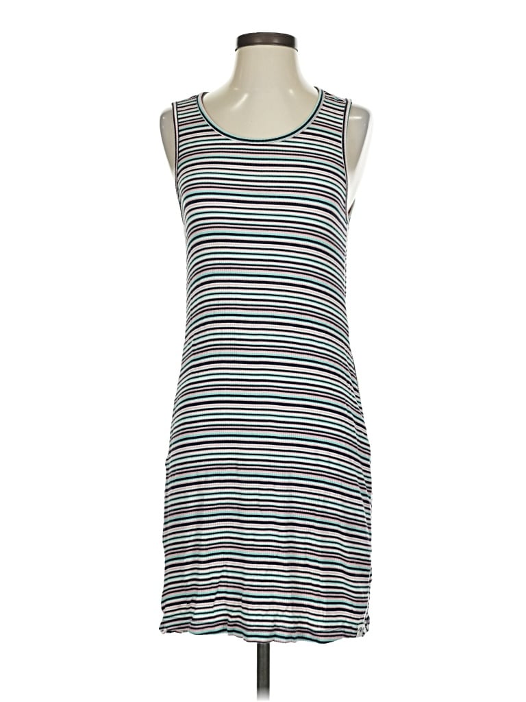 Splendid x Gray Malin Casual Dress - Shift: Gray Stripes Pattern Dresses - Used - Size Small