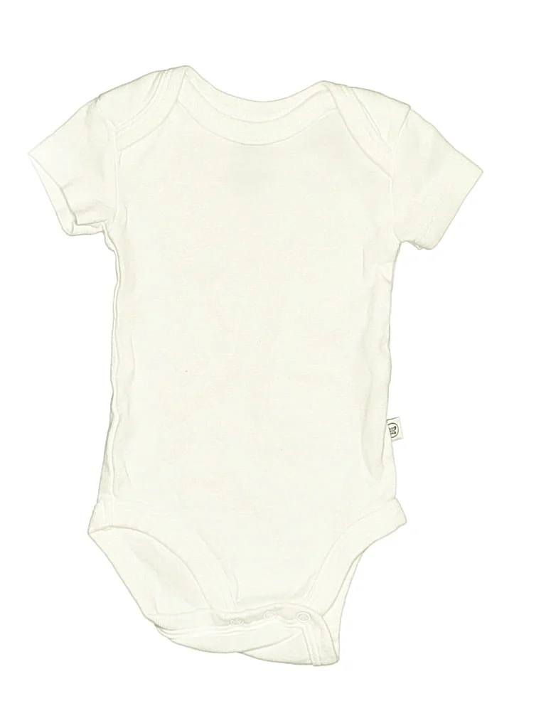 Honest Baby Clothing Short Sleeve Onesie: Ivory Solid Pattern Bottoms - Size Newborn