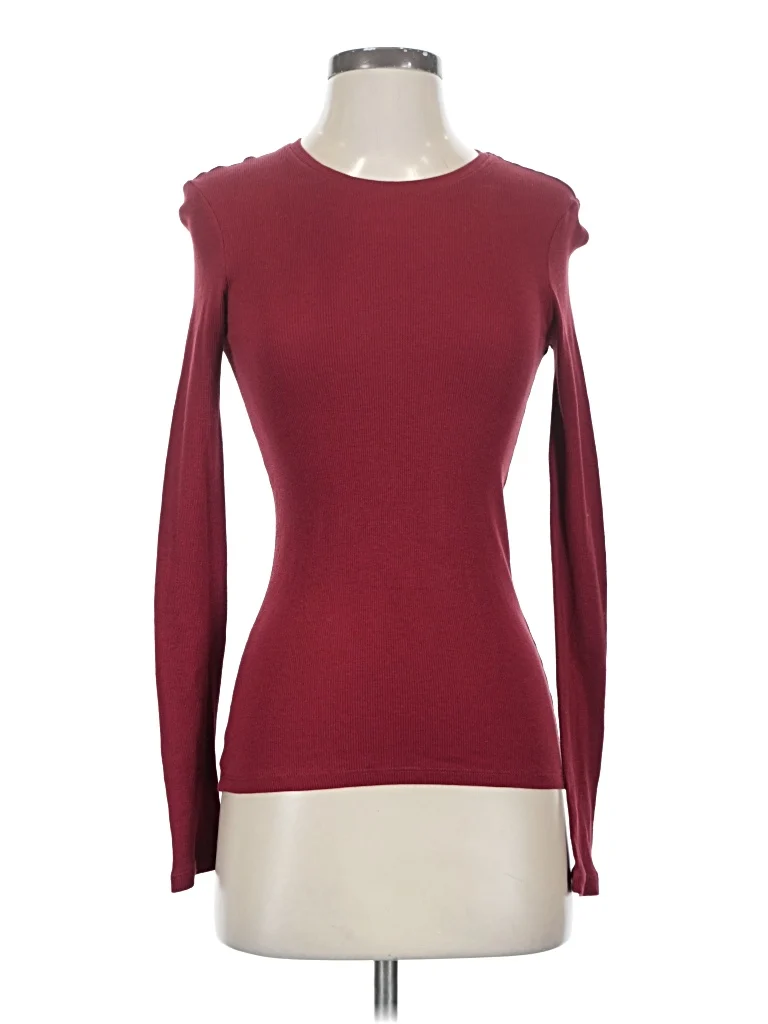 easy STANDARD Long Sleeve T-Shirt: Burgundy Tops - Size X-Small