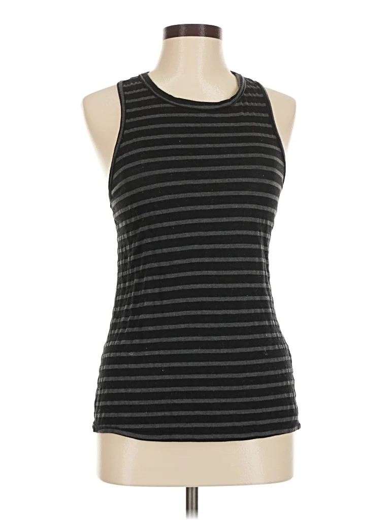 Stateside Sleeveless T-Shirt: Black Stripes Pattern Tops - Size X-Small