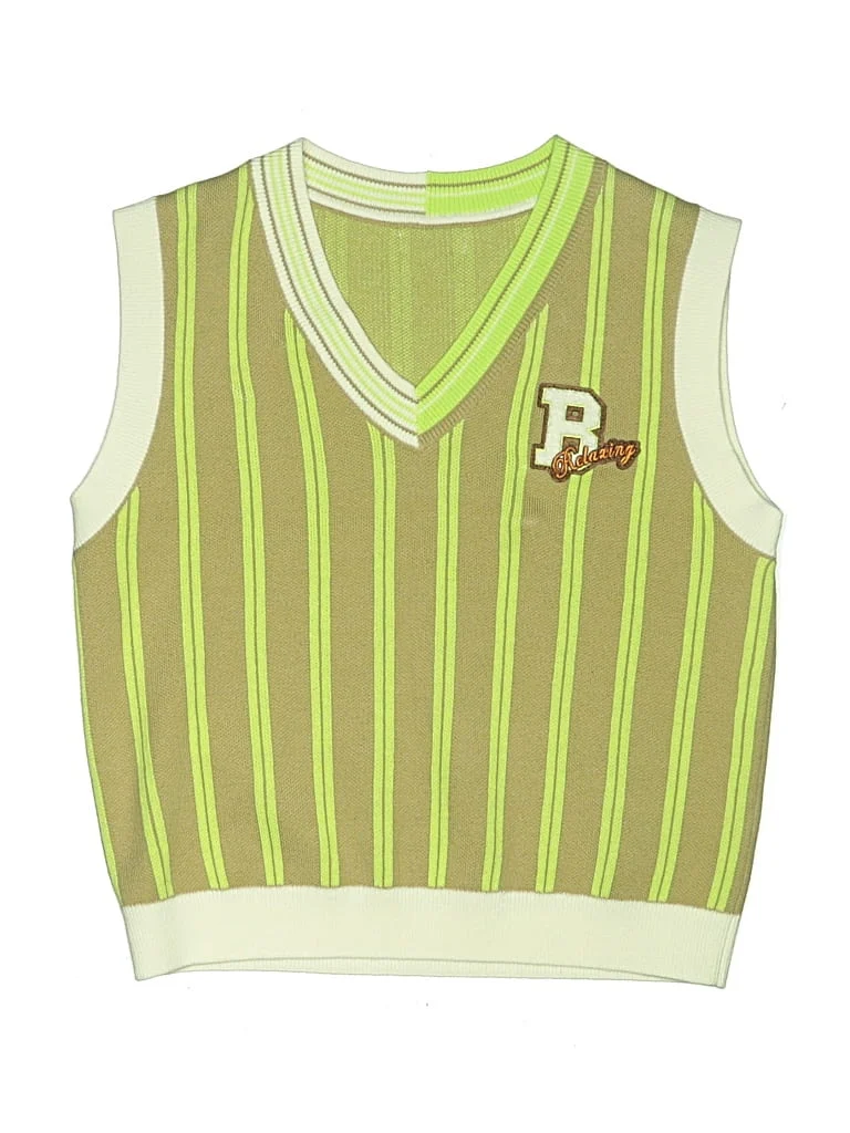 Balabala Sweater Vest: Green Tops - Size Large