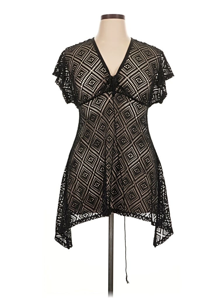 Op Short Sleeve Blouse: Black Tops - Size X-Large