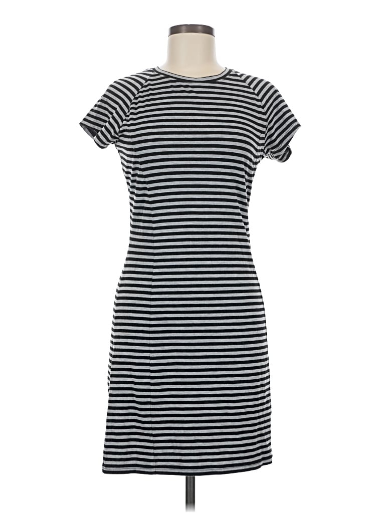 Oliver Bonas Casual Dress - Shift: Black Stripes Pattern Dresses - Used - Size 8