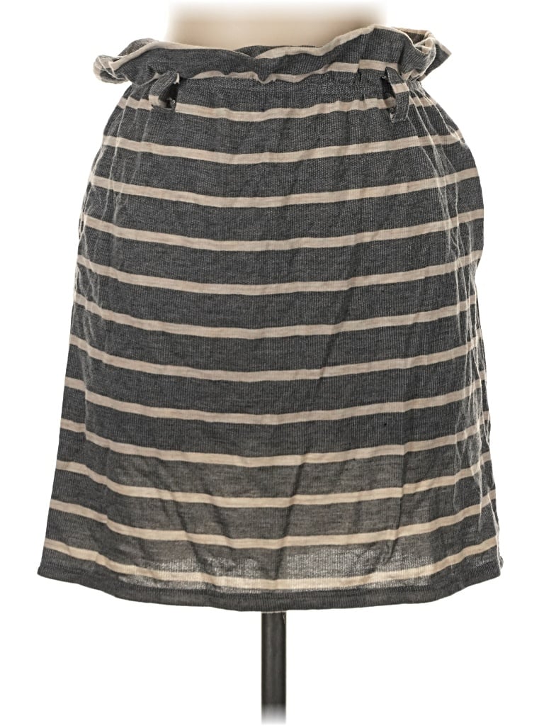 Lark & Wolff Casual Skirt: Gray Stripes Pattern Bottoms - Size Small