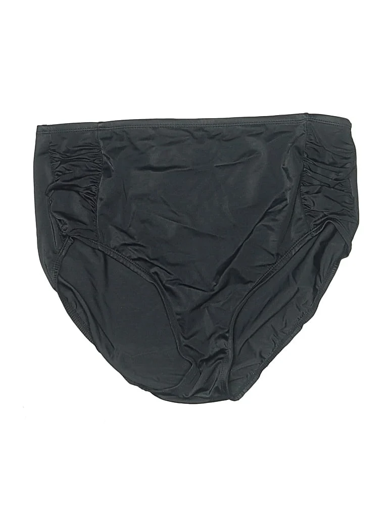coastal blue Swimsuit Bottoms: Black Solid Pattern Swimwear - Size 12