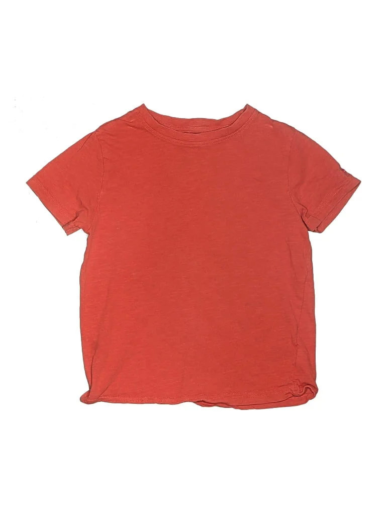 Castro Short Sleeve T-Shirt: Red Solid Pattern Tops - Size 6