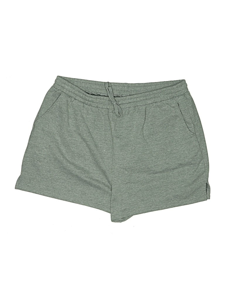 Rebel Sky Athletic Shorts: Gray Solid Pattern Activewear - Size Large
