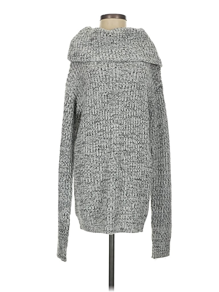 Madison Lilly Turtleneck Sweater: Gray Tops - Size Small