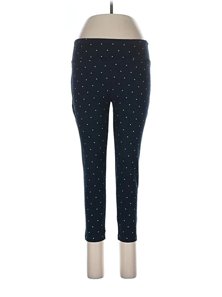 The Girls Leggings: Blue Polka Dots Pattern Bottoms - Size Large