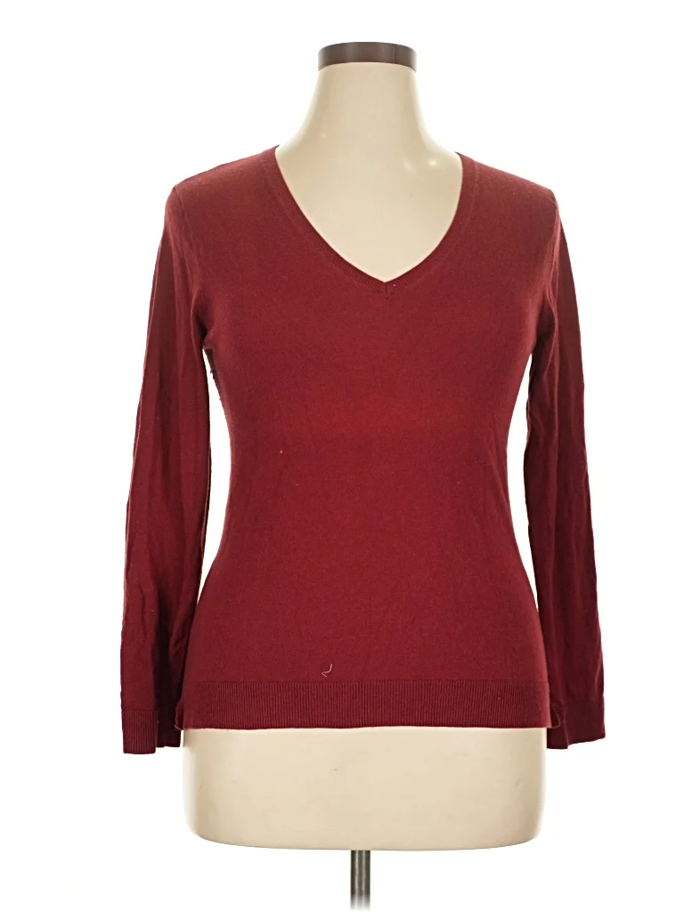 The Line Pullover Sweater: Burgundy Tops - Size Large