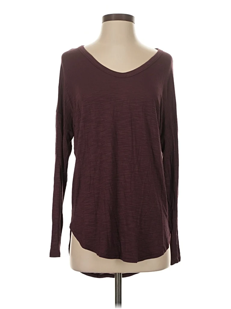 Old Navy Long Sleeve T-Shirt: Burgundy Tops - Size X-Small