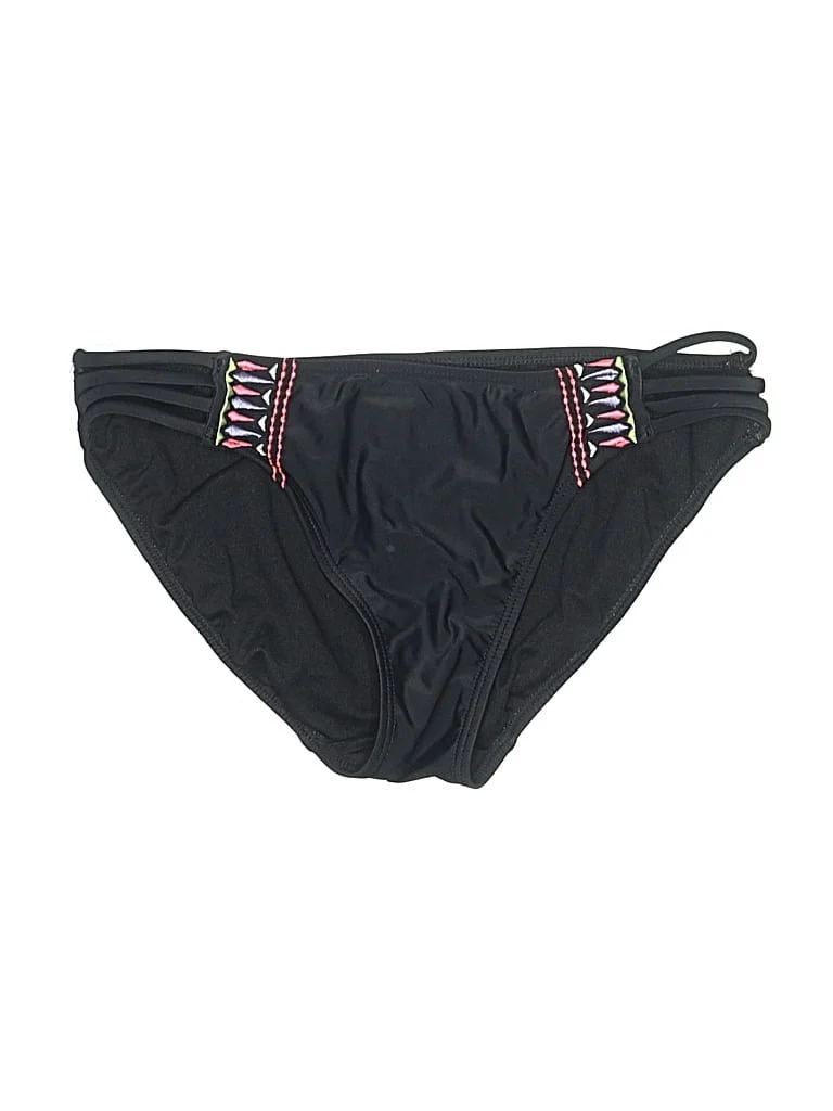 Op Swimsuit Bottoms: Black Graphic Pattern Swimwear - Size Medium