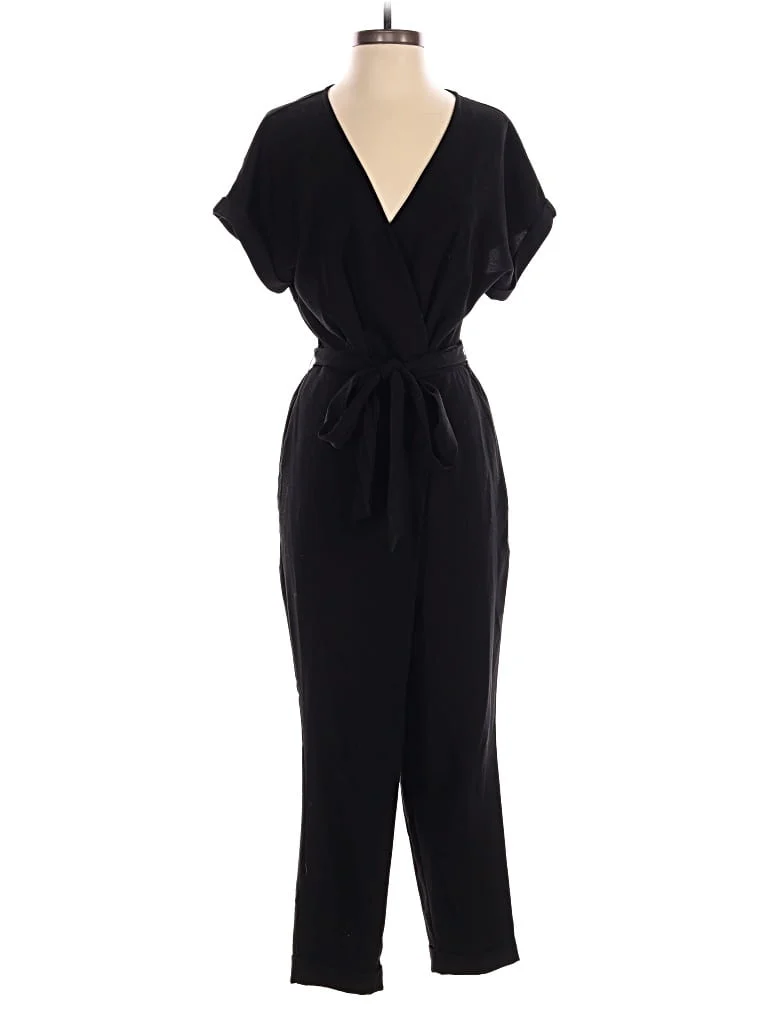 Memuse Jumpsuit: Black Solid Pattern Jumpsuits - Size Small