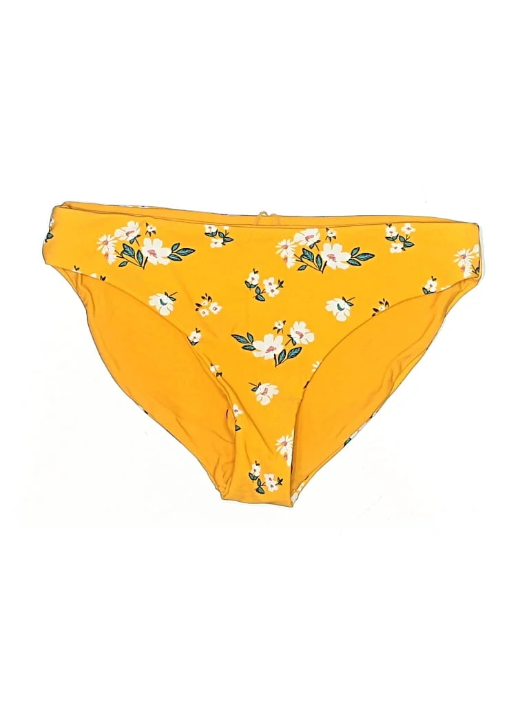 Coral Reef Swim Swimsuit Bottoms: Yellow Floral Pattern Swimwear - Size 8