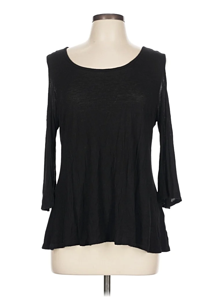 Mel & Mo 3/4 Sleeve T-Shirt: Black Tops - Size Large
