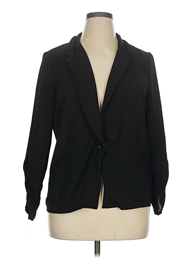 Elizabeth & Nichole Blazer Jacket: Black Jackets & Outerwear - Size 1X